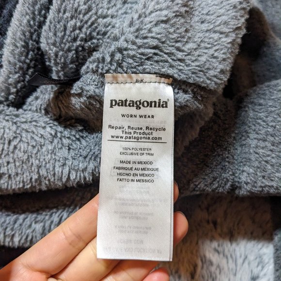 Patagonia Gray Purple Re-Tool Snap-T Fleece Pullover Kangaroo Pocket XL - Picture 6 of 7